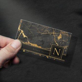 Simply Marble Monogram Gold/Black Std ID672