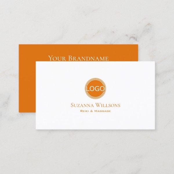 Simply Plain White and Orange with Logo Classic