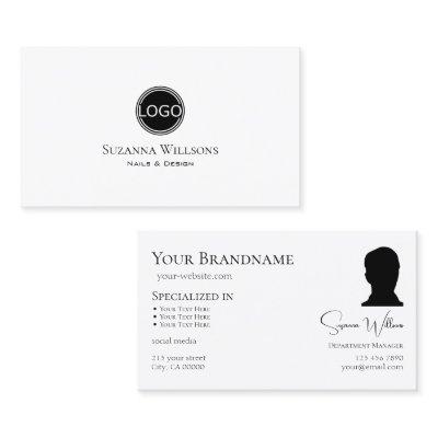 Simply Plain White Black Point with Logo and Photo