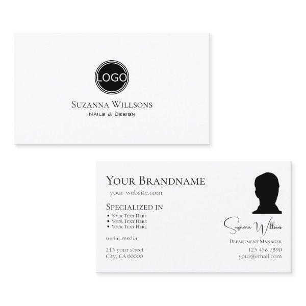 Simply Plain White Black Point with Logo and Photo