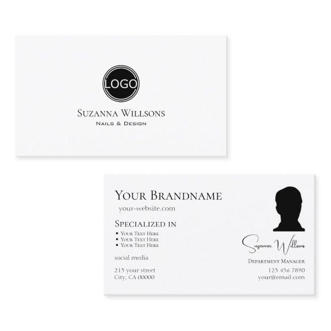 Simply Plain White Black Point with Logo and Photo