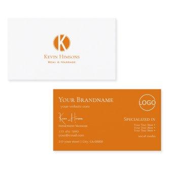 Simply Plain White Orange with Monogram and Logo