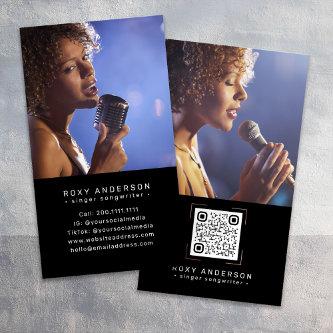 Singer Musician Modern Black QR Code