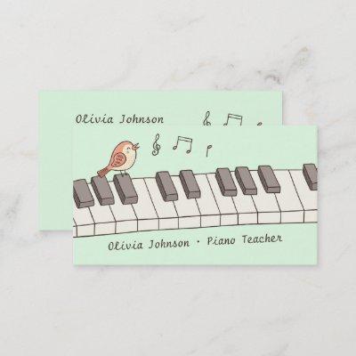 Singing Bird on Keyboard Music Piano Teacher