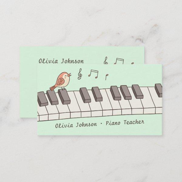 Singing Bird on Keyboard Music Piano Teacher