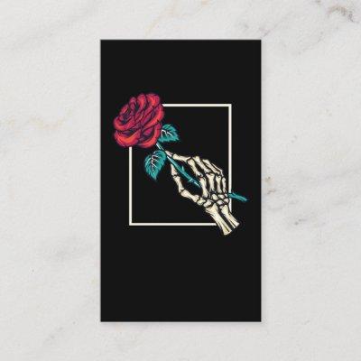 Skeleton Hand with Death Rose Romantic Floral