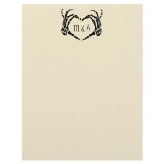 Skeleton Hands Heart Shape Custom Wedding Letterhead