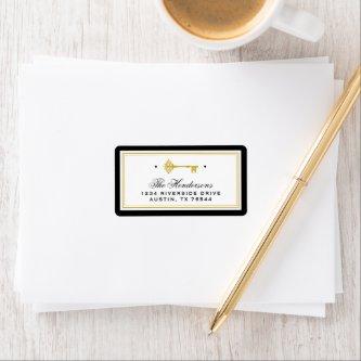 Skeleton Key | Black and Gold New Address Label
