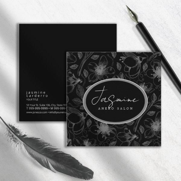 Sketched Floral Outline Pattern Gray/Blk ID939 Square