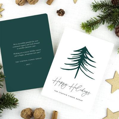 Sketched Pine | Modern Business or Corporate Holiday Card
