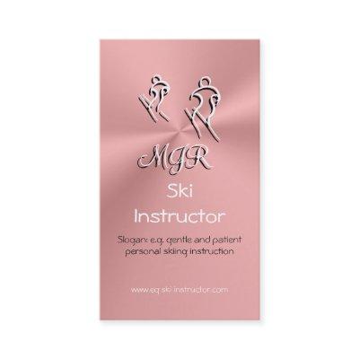 Ski Instructor with stylized skiers logo