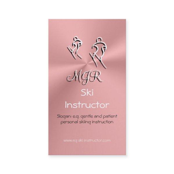 Ski Instructor with stylized skiers logo