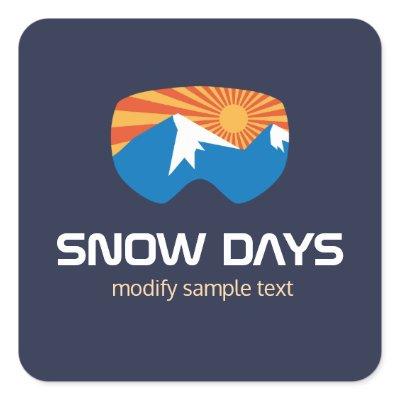 Skier Snow Goggles Skiing Mountain   Square Sticker