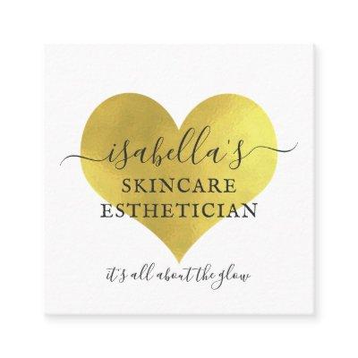 Skincare Esthetician Makeup Artist Gold Foil White Square