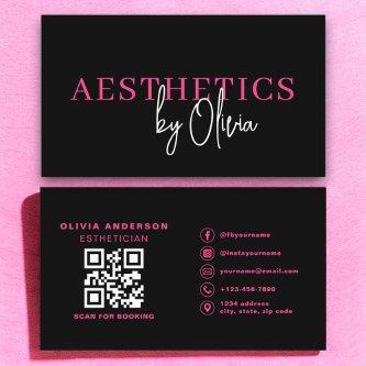 Skincare Esthetician QR Code Hot Pink Black
