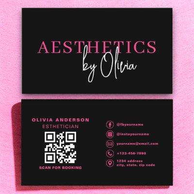 Skincare Esthetician QR Code Hot Pink Black