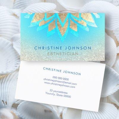 skincare gradient blue and faux gold foil