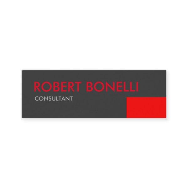 Skinny Modern Red Bold Text Grey