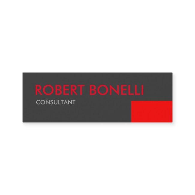 Skinny Modern Red Bold Text Grey