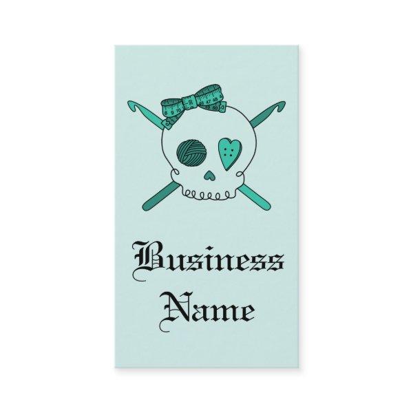 Skull & Crochet Hooks (Turquoise Background)