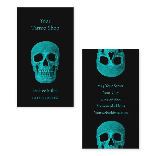 Skull Gothic Dark Teal Black Macabre Tattoo Shop