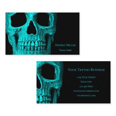 Skull Gothic Dark Teal Black Macabre Tattoo Shop