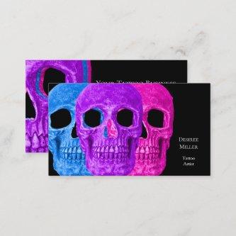 Skull Head Gothic Blue Pink Purple Black Pop Art