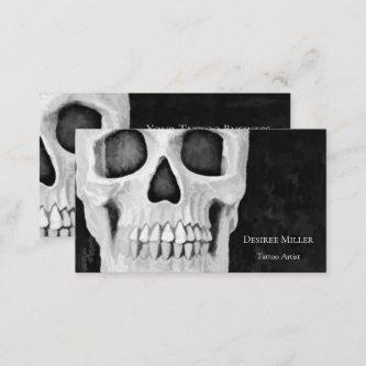 Skull Head Gothic Simple White Black Tattoo Shop