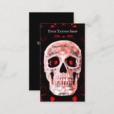 Skull Pop Art Gothic Black Red Modern Tattoo Shop