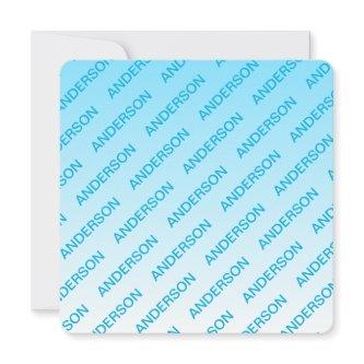 Sky Blue (changeable color!) Ombre & Text Pattern Note Card