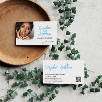 Sky Blue Lines Photo Signature Script QR Code