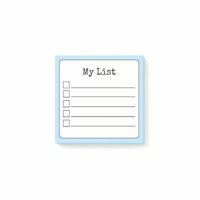 Sky Blue Retro Lined Checklist Post-it Notes