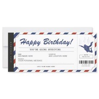 Skydiving Birthday Gift Ticket Voucher Certificate