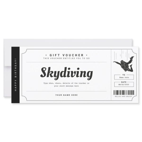 Skydiving Gift Ticket Voucher Certificate