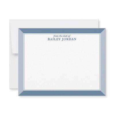 Slate Blue & Dusty Blue Frame Men's Stationery Note Card