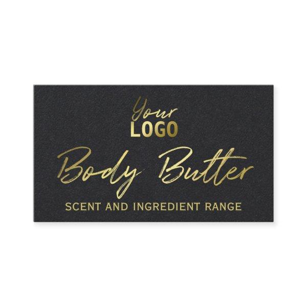 Sleek Black Body Butter Ingredients With Gold Text