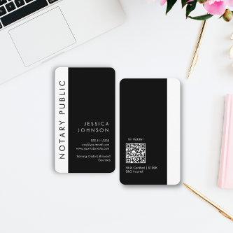 Sleek Minimal Black White Notary QR Code