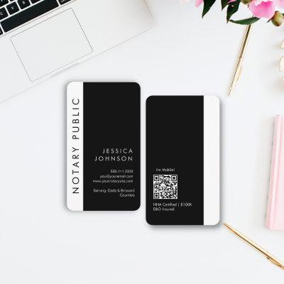 Sleek Minimal Black White Notary QR Code