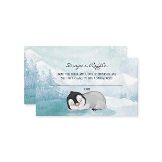 Sleepy Penguin Baby Shower Diaper Raffle Tickets