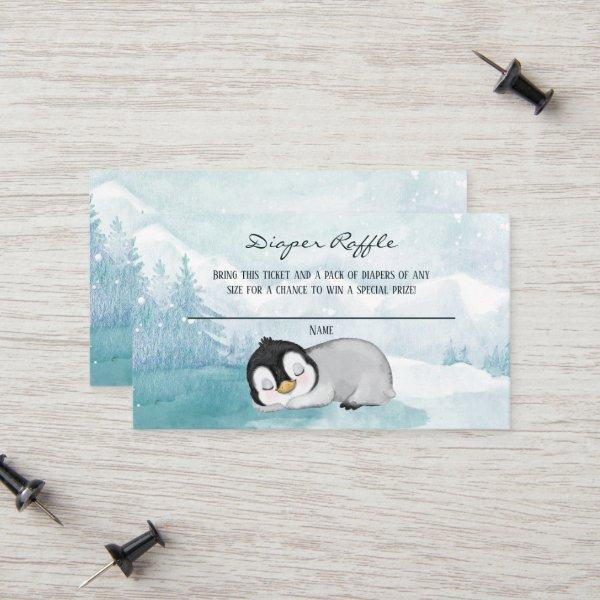 Sleepy Penguin Baby Shower Diaper Raffle Tickets
