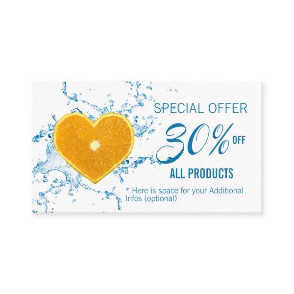 Slice of Heart-Shaped Orange Discount Card