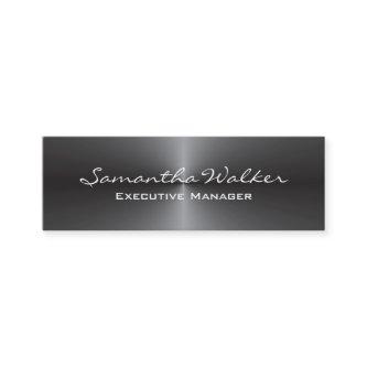 Slim Handwriting Modern Trendy Metallic Grey Mini