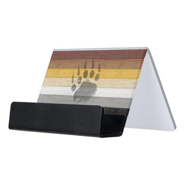 SlipperyJoe's Bear Pride flag wooden floor texture Desk  Holder
