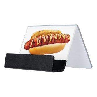 SlipperyJoe's hot dog nestled soft bun vibrant yel Desk  Holder