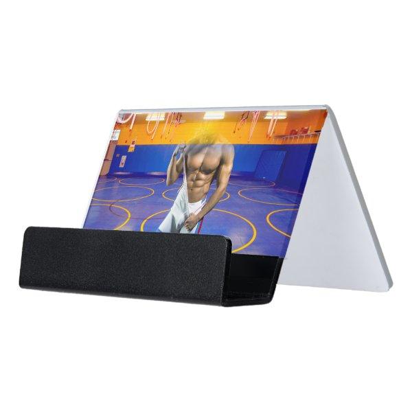 SlipperyJoe's muscular man bulge six-pack gym trai Desk  Holder