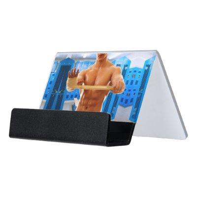 SlipperyJoe's muscular man shirtless chest 6-pack  Desk  Holder