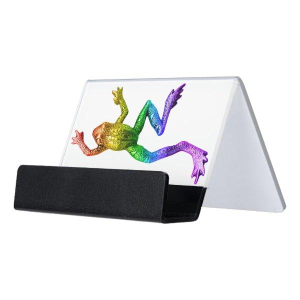 SlipperyJoe's Pride Frog figurine Vibrantly colore Desk  Holder