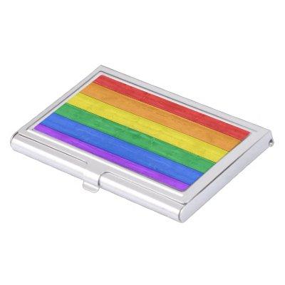 SlipperyJoe's pride wooden flag horizontal rainbow  Case