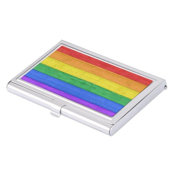 SlipperyJoe's pride wooden flag horizontal rainbow  Case