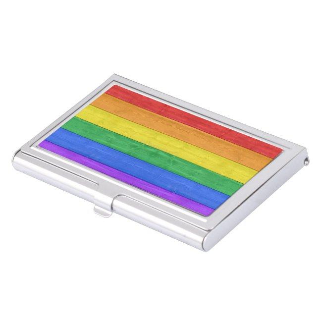 SlipperyJoe's pride wooden flag horizontal rainbow  Case